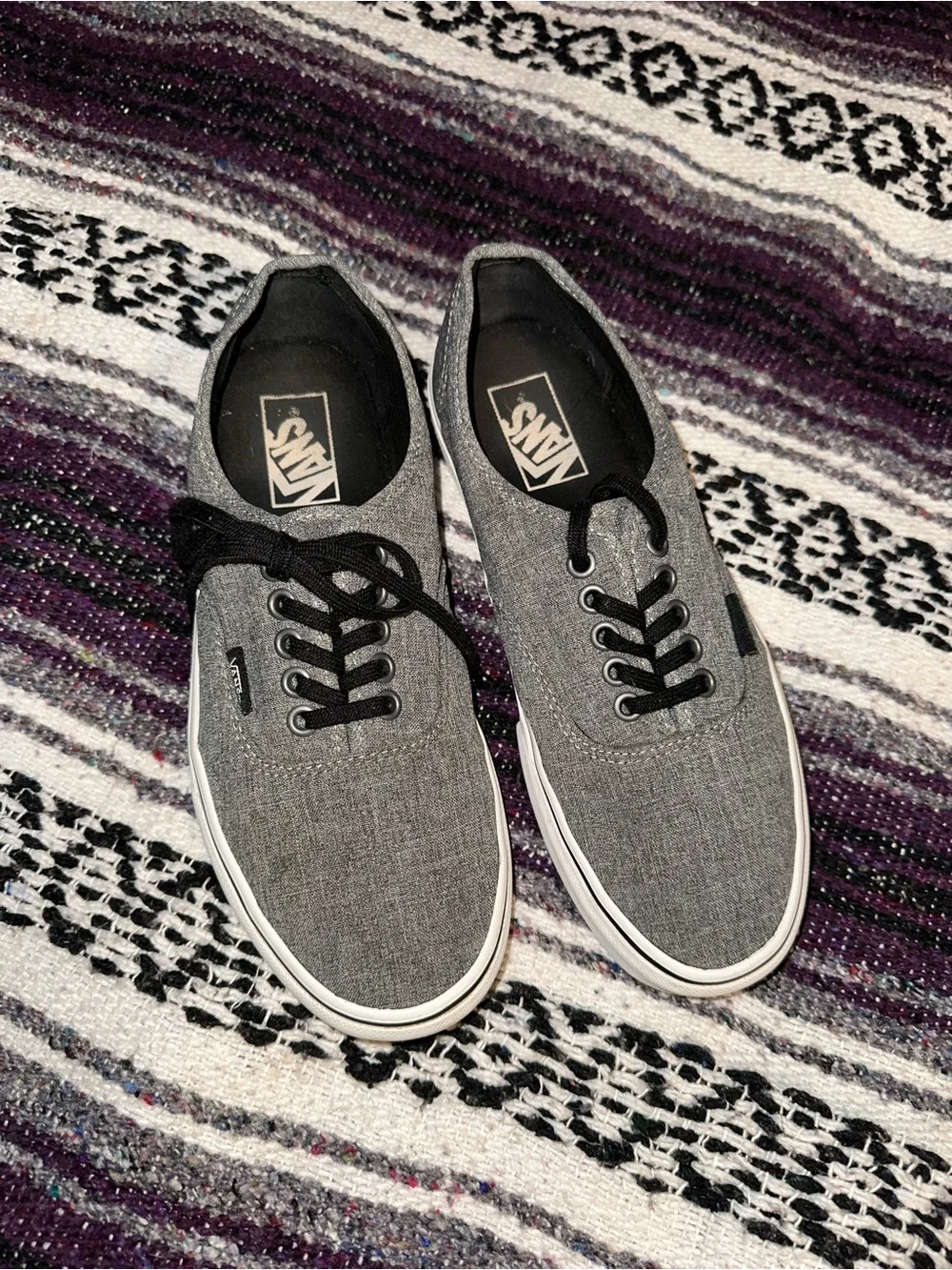 Vans Gray Canvas Low-Top Sneakers with Black Laces